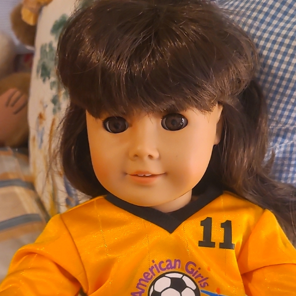 American Girl Doll Samatha in Yellow Soccer Jersey